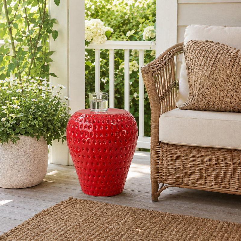 Tabouret de jardin en résine 13,7 "H Strawberry