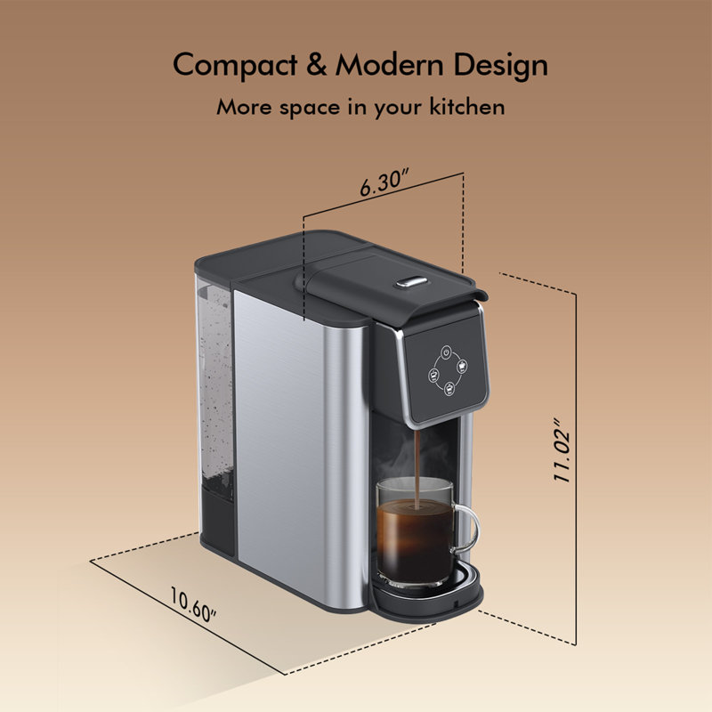 Cafetière à portion unique 3-en-1, compatible avec les capsules et les moules K-Pod, machine à thé, tailles d'infusion de 6 à 10 oz, réservoir amovible de 50 oz, infusion rapide, conception compacte, 120 V et 1150 W