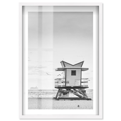 «Miami Beach Vintage II Shadowbox Print Miami Art Prints» par Notoriart, cadre blanc, 21 x 31