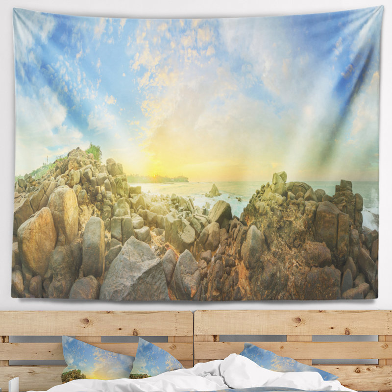 Paysage marin paysage marin, plage romantique, tapisserie, H 32 po x l 39 po