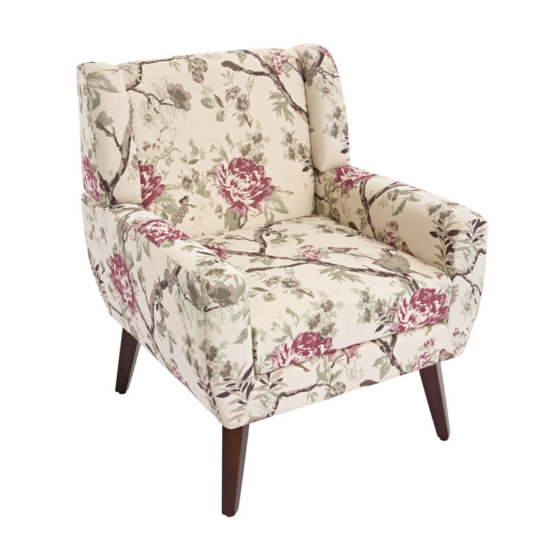 Jaqueze 73.4 Cm Wide Tufted Armchair, Cream/Pink Linen Blend