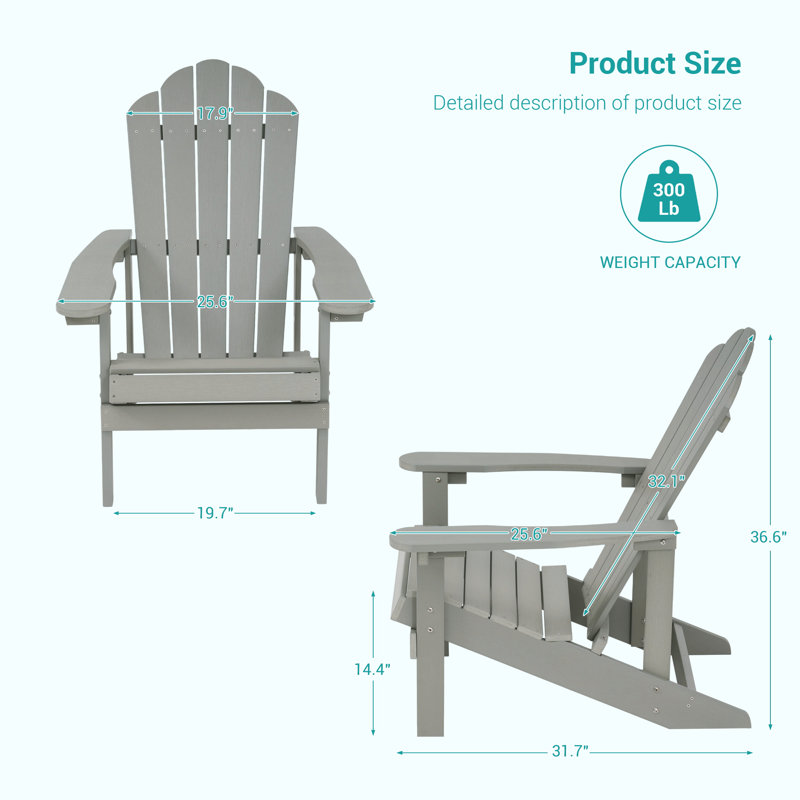 Chaise Adirondack en plastique Harb, Gris clair