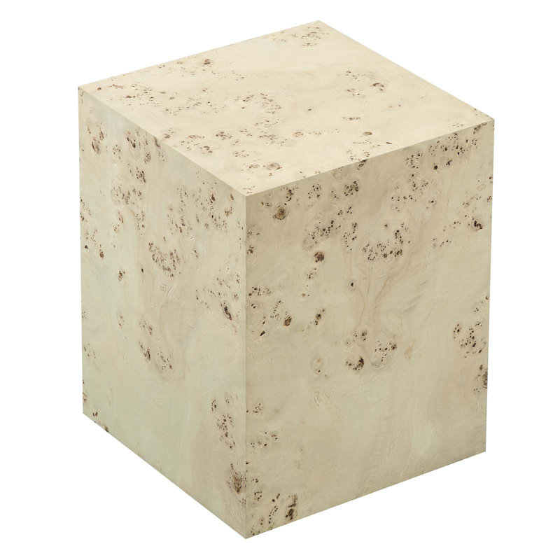 Bleached Burl Wood Square Accent Table with MDF Veneer