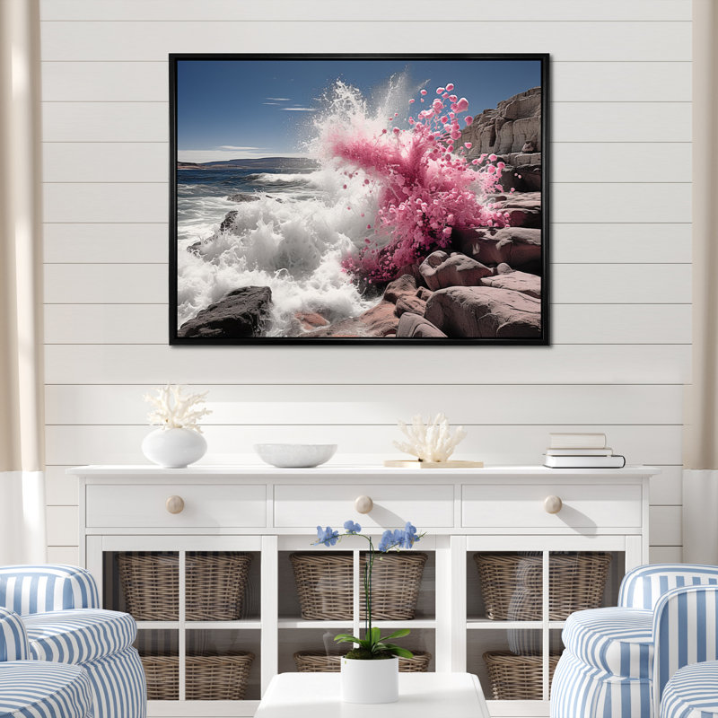 Art mural sur toile Coastal Seashore Serenade I - Paysages, H 24 po x l 32 po x P 1 po, Cadre flottant noir