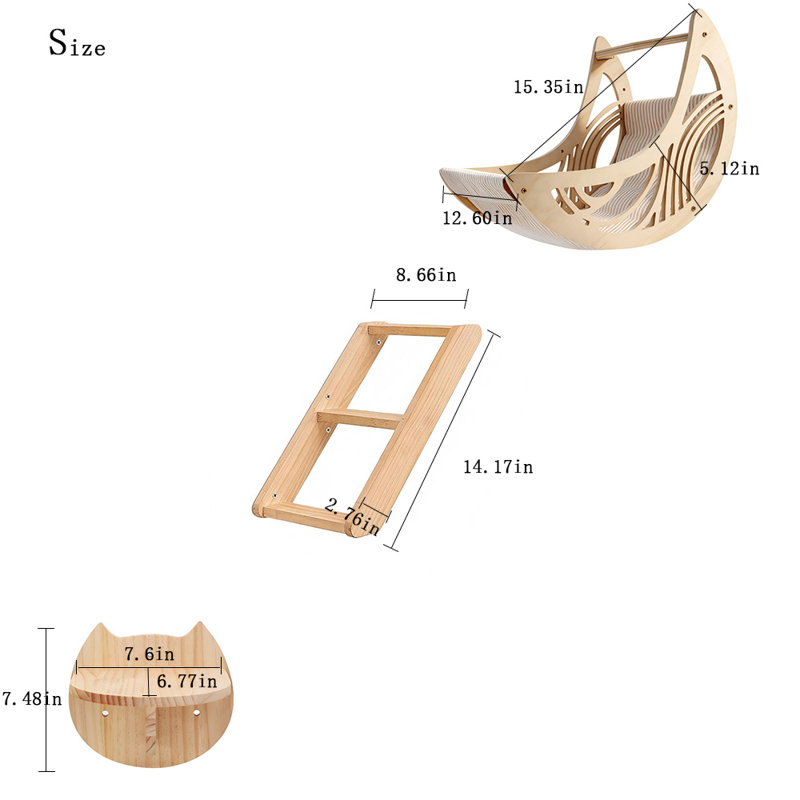 Ensemble de 3 hamacs et tablettes pour chat Gerlinda