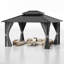 Pavillon de jardin d'extérieur à toit rigide en aluminium avec structure en aluminium, filet et rideaux-129770727-129770730