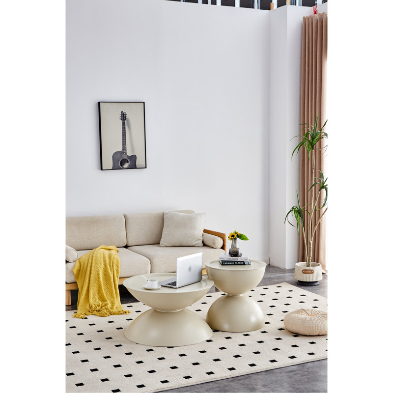 Tables basses rondes ENSEMBLE DE 2 avec STORGE TABLE DE TABLE DE BOUT MULTI-FONCTIONNELLE