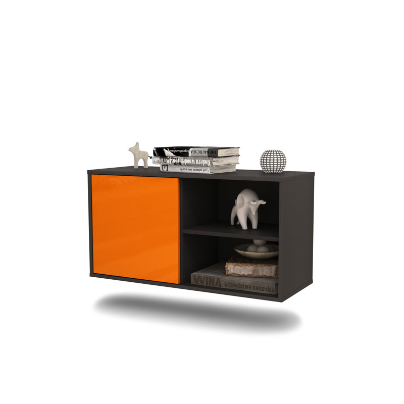 Hardwicke Unfinished Floating TV Stand, Orange