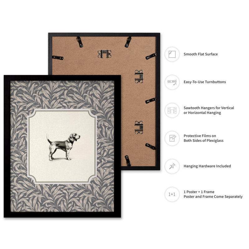Beagle, Black Framed, Poster, 12"H x 16"W