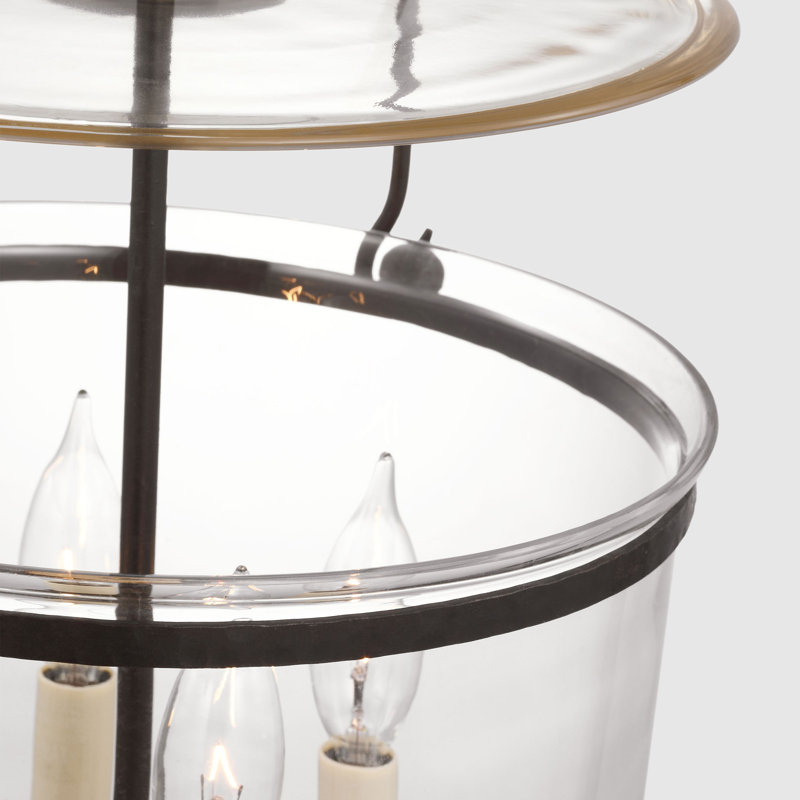 Chapman & Myers Lorford Smoke Bell Lantern, Aged Iron, 33.75" H x 20" W x 20" D, Clear Glass