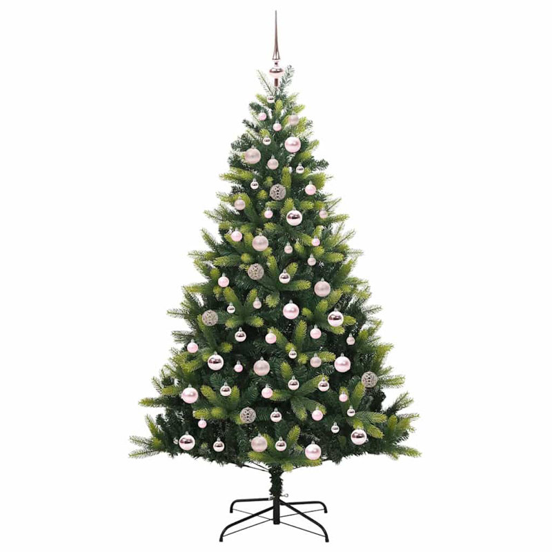 Artificial Hinged Christmas Tree 300 LEDs Green, Pink, 5.91' H