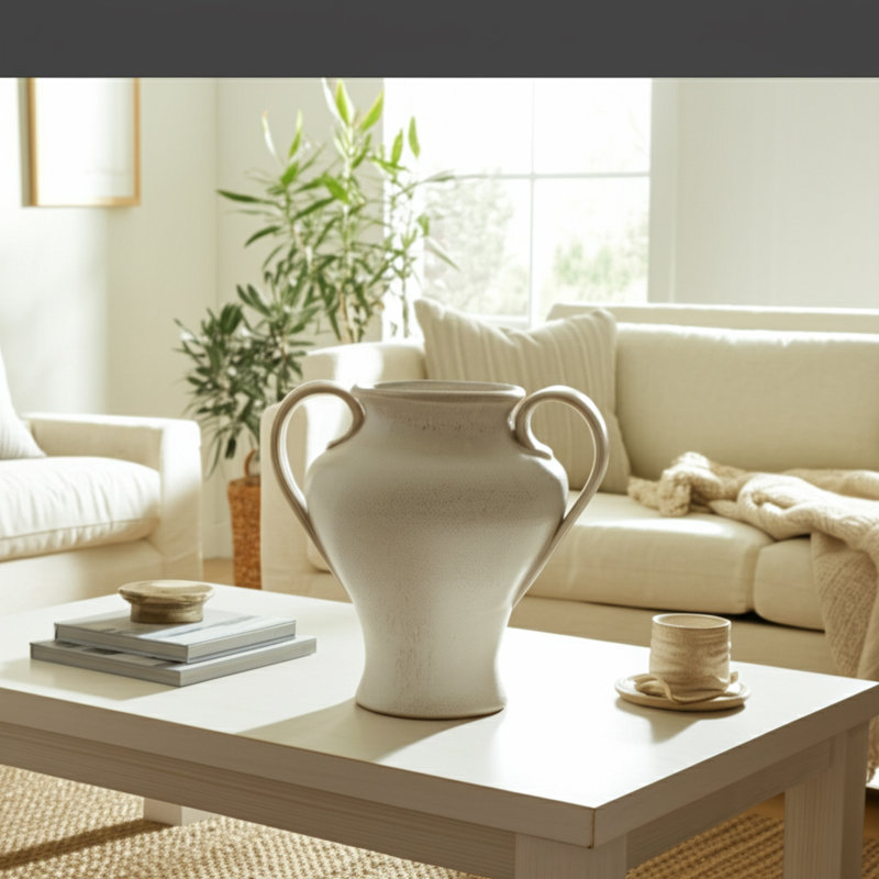 Vase de table en céramique Minimalist, Hauteur totale - 16 po
