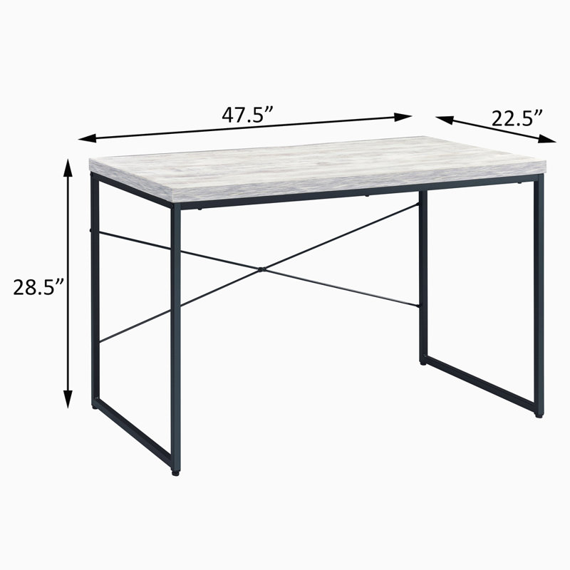Antique White And Black Writing Desk With Metal Sled Base