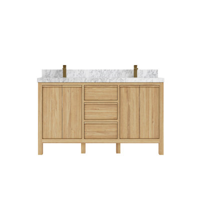 Ensemble de meuble-lavabo double 60 po Teak