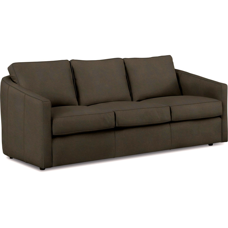  Canapé en cuir véritable de 84 po Miladie, Brun