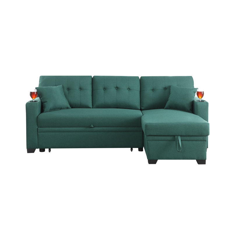 3 - Piece Upholstered Sectional, Green Polyester Blend