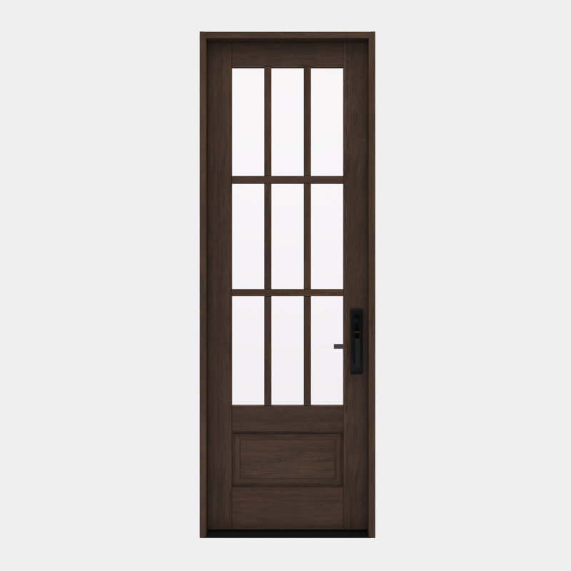 G7509-SW-96 | Porte simple 96 po, extérieur pré-monté RTA, 9 Lite SDL, 3/4 Lite, 1 panneau, bois d'acajou brut