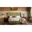 Light Green Leather Bed – Rivet Headboard, Sturdy Slats