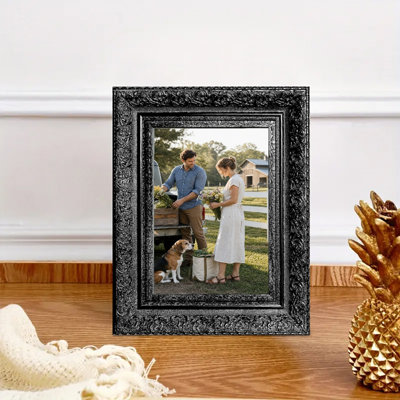 Black 3 PCS 5" x 7" Ornate Picture Frame with Giftable Design