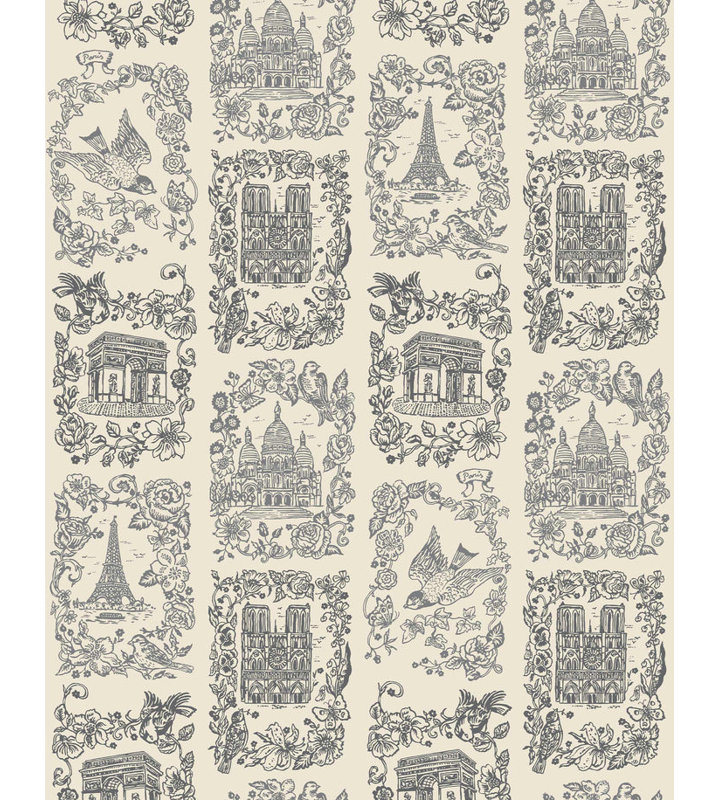 Je T'aime Paris Wallpaper | Traditional / Roll - 27" x 30', Parchment