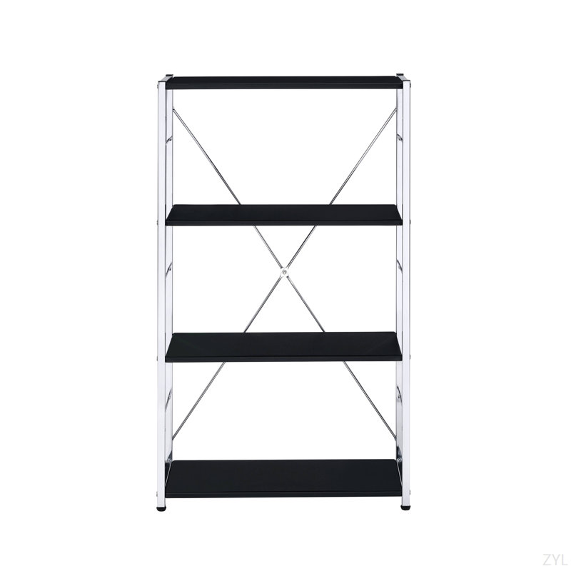 Black & Chrome Finish Bookshelf, Black/Chrome