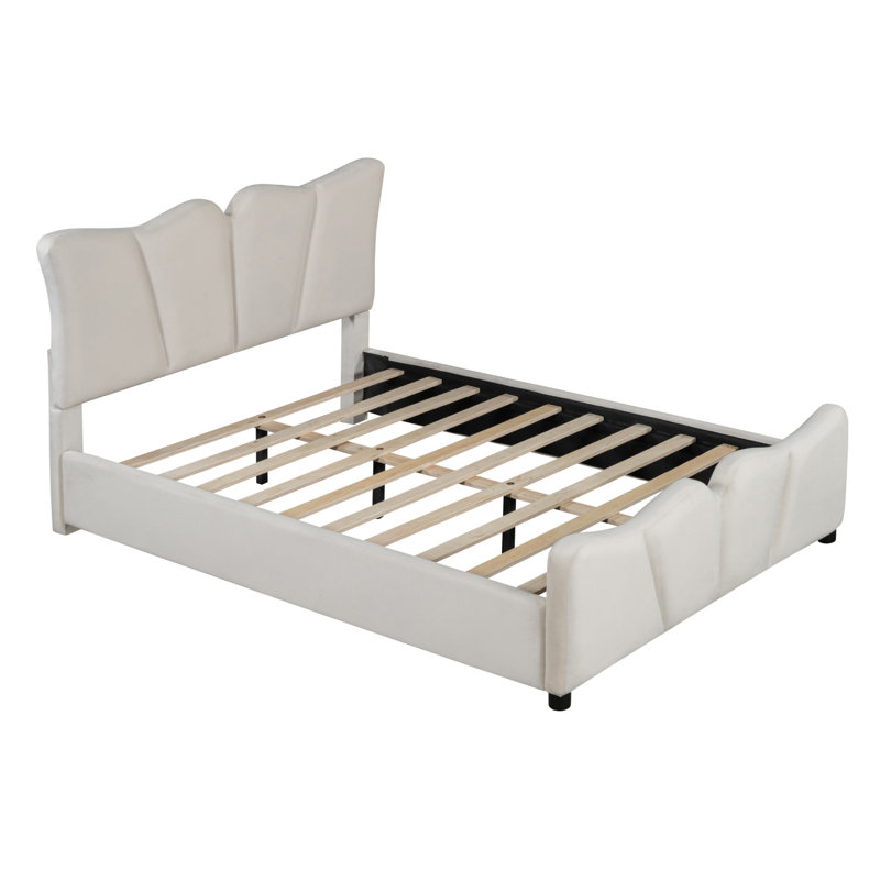 Upholstered Platform Bed Upholstered Bed, Beige