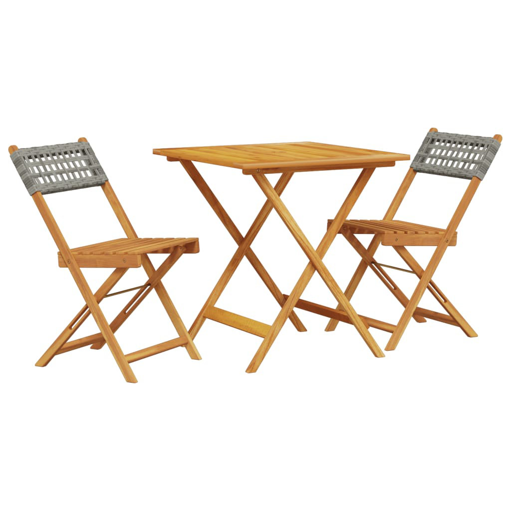 Vidaxl 3-Tlg. Bistro-Set Schwarz Polypropylen Und Massivholz