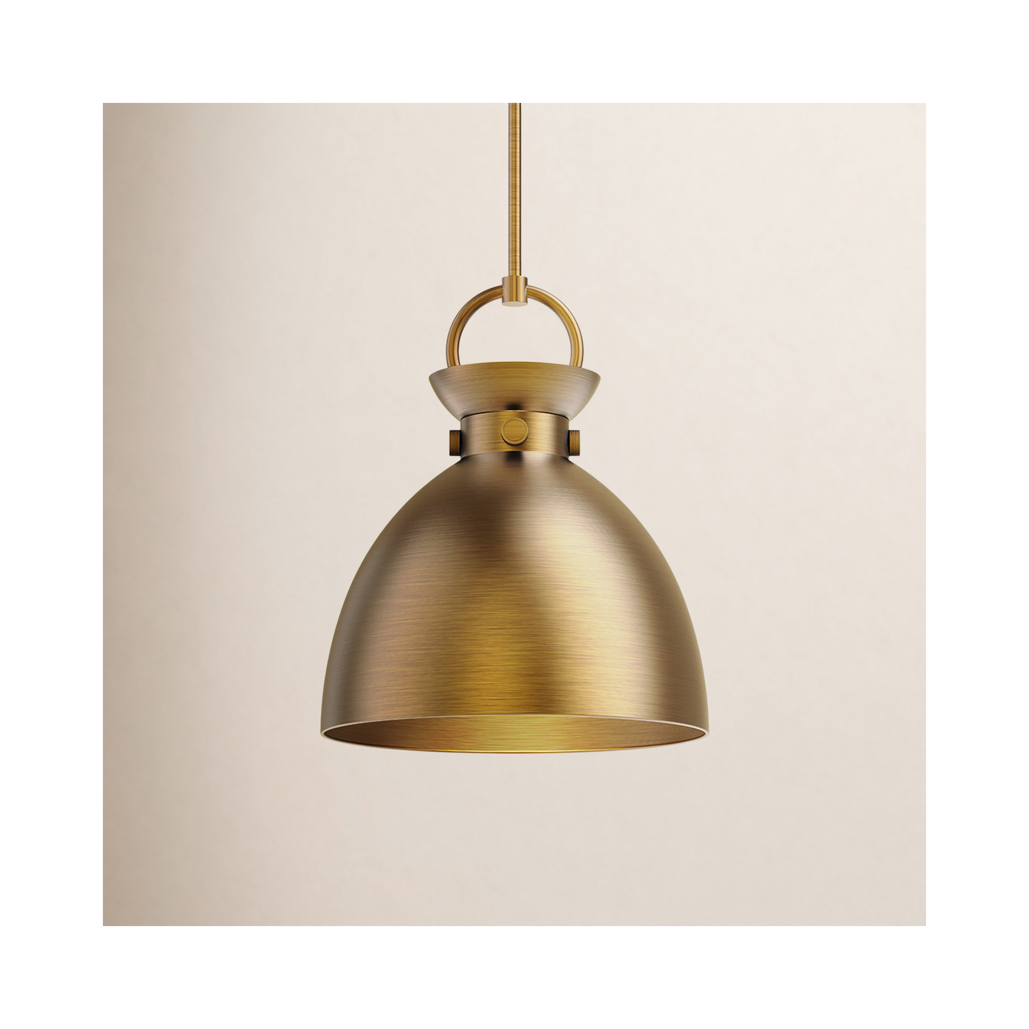 Tinka Single Light Metal Steel Pendant, Aged Gold, 17.13" H x 14" W x 14" D, Aged Gold