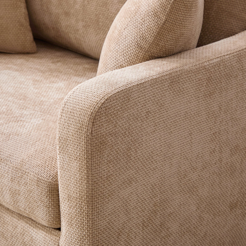 45"w Slipcovered Oversized Accent Chair With 2 Pillow With Ottoman;chenille, Wheat