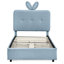 Lit simple avec tissu bouclé doux, DEL et 4 tiroirs coulissants pour une tête de lit surdimensionnée avec oreilles de lapin, lumières et unités de rangement Cozy-50323770