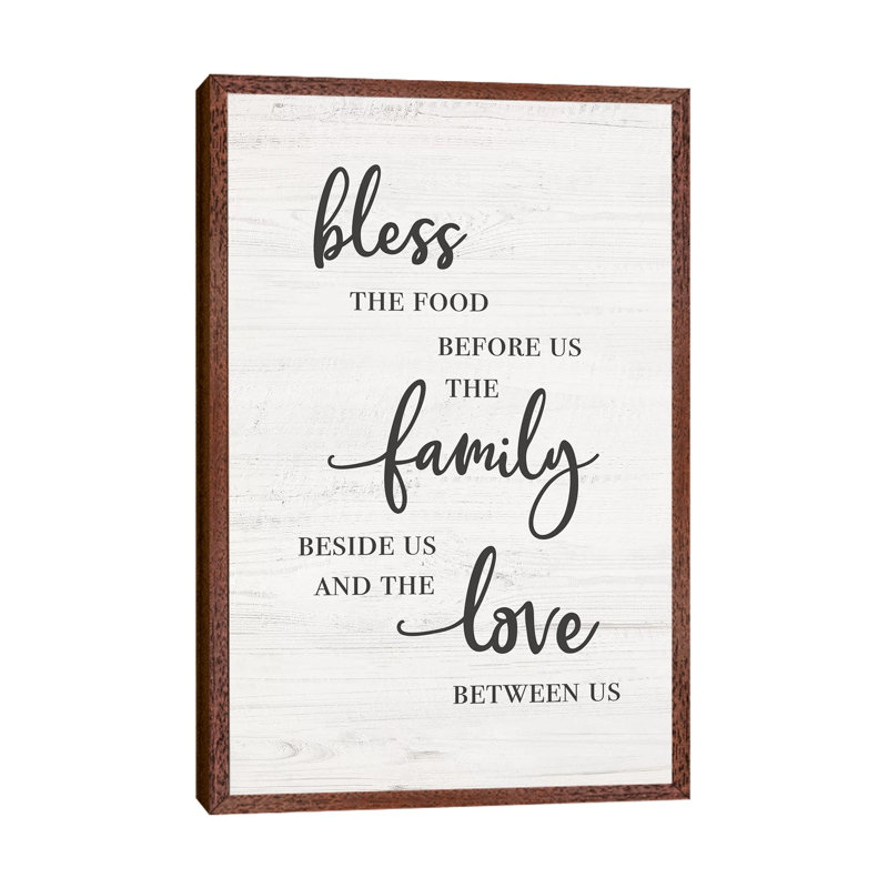 Bless Family Love - Print on Canvas, 66.04cm H x 45.72cm W x 3.81cm D, Classic Brown Wood Framed