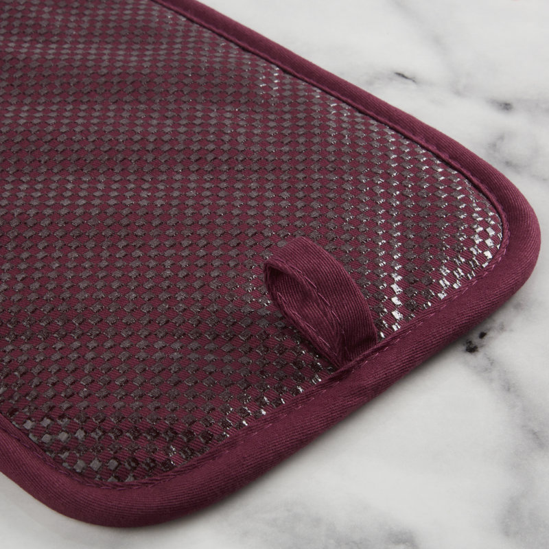 KitchenAid Gingham Pot Holder 2-Pack Set,, 7"x10", Wine