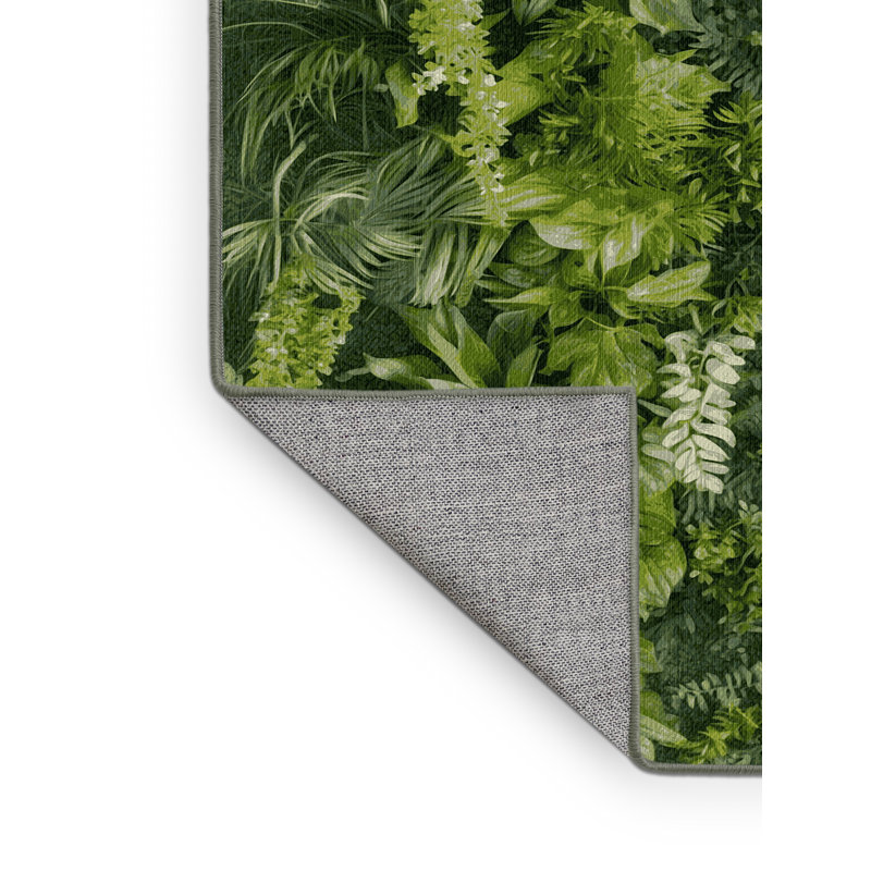 Machine Washable Nature Green Area Rug, Square 7'