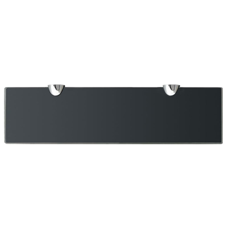 Tablette murale flottante avec supports à pince en verre trempé, Noir, H 0,3 po x l 7,9 po x L 31,5 po