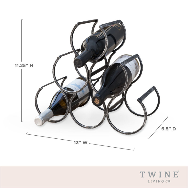Black Cast Iron Vintage Style Wine Rack, Holds 6 Bottles