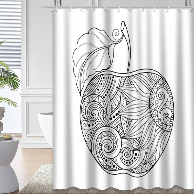 Rideau de douche décoratif monochrome avec 12 crochets, L 72 po x l 72 po
