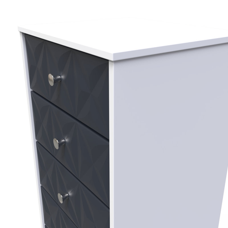 Carnlea 45cm W Manufactured Wood Bedside Table, Indigo Matt/White