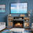 Glass Fireplace TV Stand, Suitable For Tvs Up To 65 Inches, Media Entertainment Center Console Table With LED Lights-1252741065