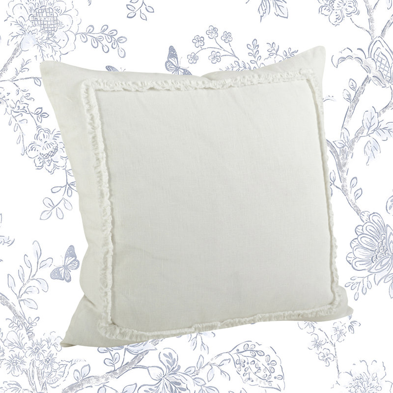 Joseph Square Cotton Pillow Cover & Insert, Ivory