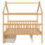 Lit double pleine grandeur en bois avec tiroirs, naturel