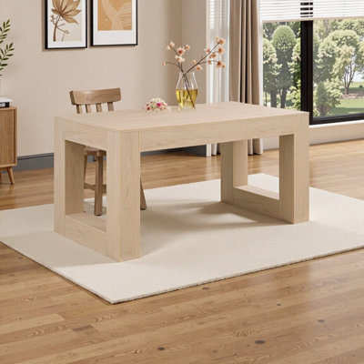 Farmhouse Rectangular Dining Table for 4-6 | Solid Wood Legs | Easy Assembly