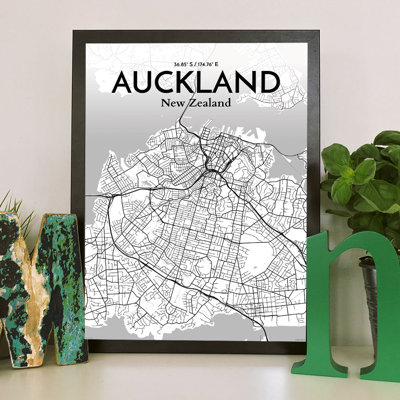 Auckland City Map - No Frame Print
