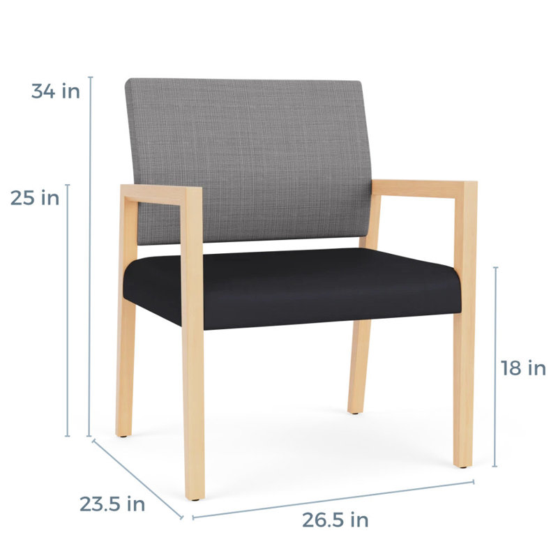 Chaise d'invité surdimensionnée Brooklyn, Naturel, Gris Chambray / noir Patriot Plus