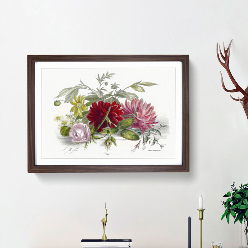 Still Life of Flowers - Picture Frame Art Print, Walnut Framed, 48cm H x 65cm W x 2cm D
