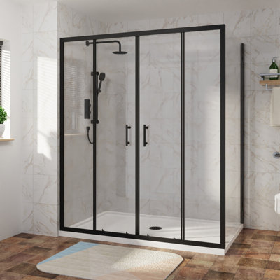 Bathroom Shower Enclosure Cubicle Double Sliding Door with 700mm Side Panel Screen - 1900 x 1600 mm