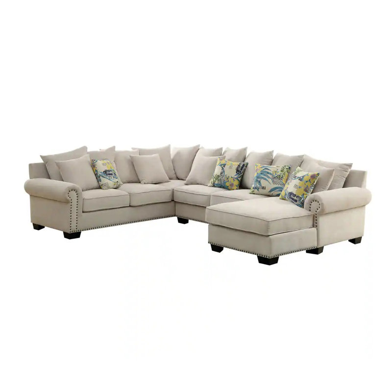 125.4" W Transitional Sectional, Beige
