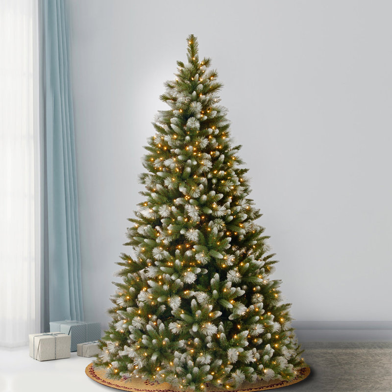 The Holiday Aisle® 7.5 ft. Frosted Alaskan Pine Tree with Clear Lights