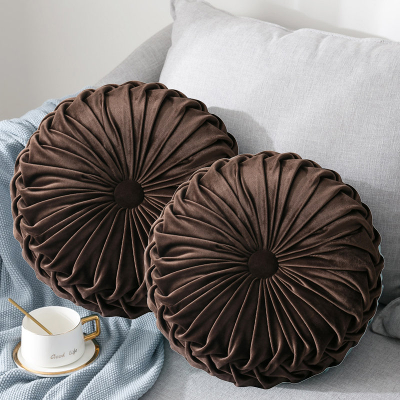  Coussin en velours à boutons, Café