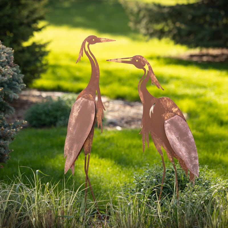 Ensemble de 2 statues de jardin Crane
