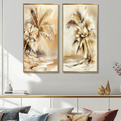 «Maui's Beach Tropical Palms Landscape I - Palm Trees», ensemble d'art mural